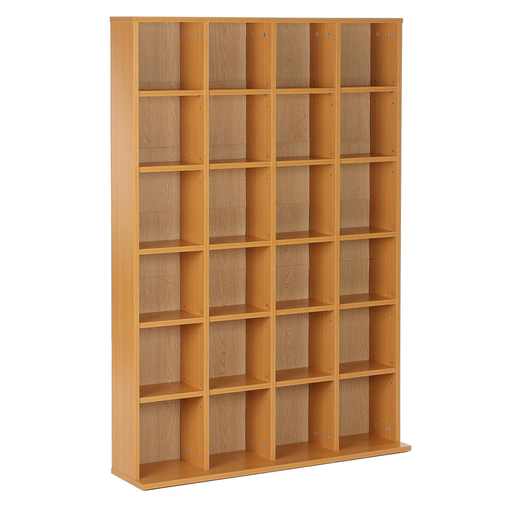 HOMCOM CD Storage Unit with Adjustable Shelves, Suitable for up to 456 CDs, 89 x 130.5 cm, Beech Wood Finish
