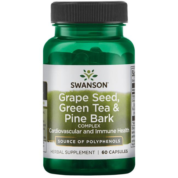 Swanson Grape Seed Green Tea & Pine Bark for Antioxidant & Circulatory Support 60 Capsules