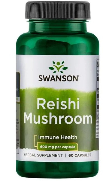 Swanson Reishi Mushroom 600mg for Immunity and Vitality 60 Capsules