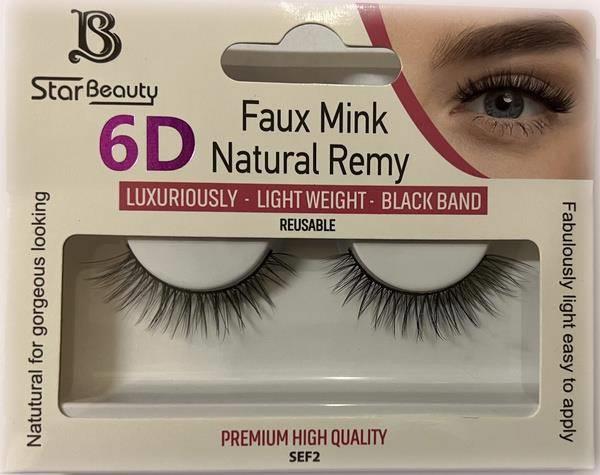 Star Beauty Professional Natural Remy Hair Eyelashes 6D Full Volume and Soft Reusable SEF02 1 Pair