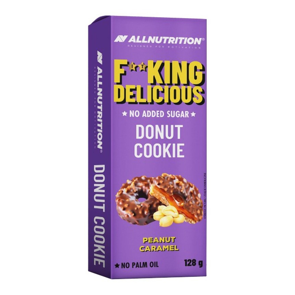 Allnutrition Fitking Delicious Donut Cookie with Peanut Caramel Flavor A Snack without Added Sugar 128g