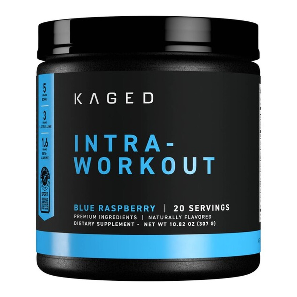 Kaged Muscle Intra-Workout Blue Raspberry Caffeinated BCAA Powder For Energy and Endurance During Training 307g