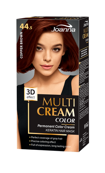 Joanna Multi Cream Permanent Intensive Hair Color Dye Care 44.5 Copper Brown 60x40x20g
