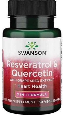 Swanson Resveratrol Quercetin and Grape Seed for Cellular Protection 30 Vcapsules