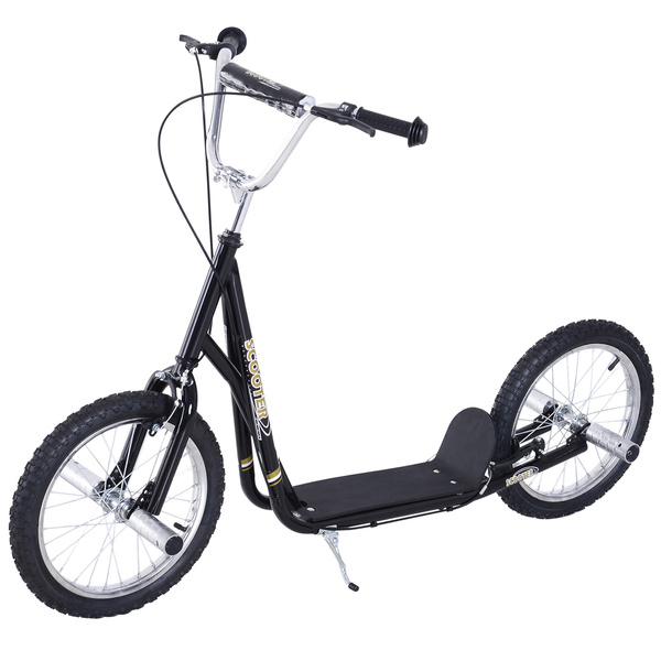 HOMCOM Stunt Scooter, Kids Scooter with 16" Big Wheels, Adjustable Height, Dual Brakes, for Ages 5+ Years, Black