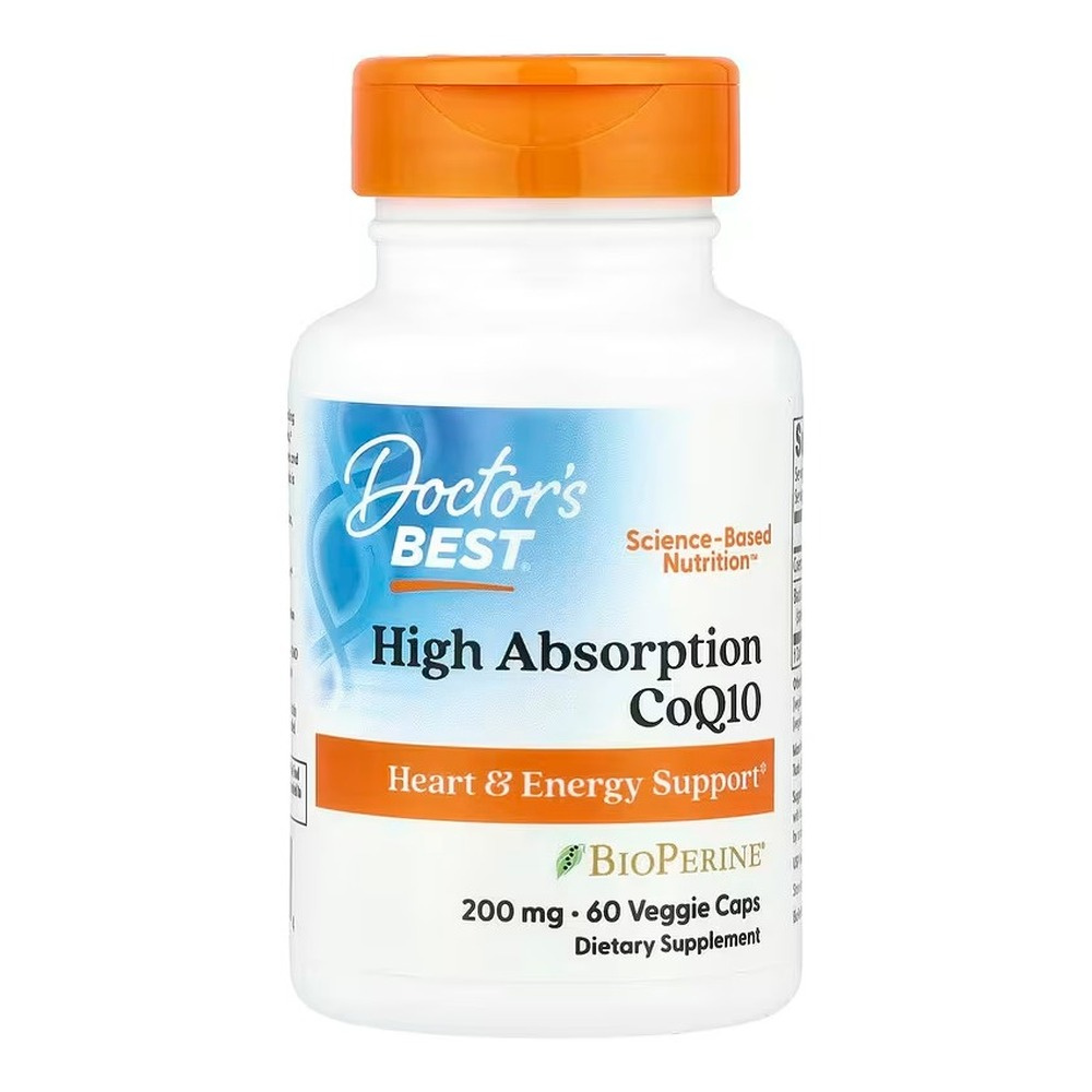 Doctor's Best High Absorption CoQ10 with BioPerine 200mg for Heart Health and Cellular Energy 60 Vcaps