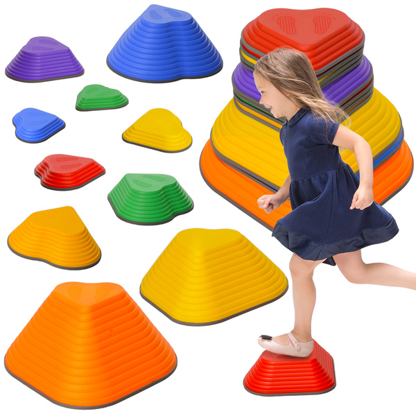AIYAPLAY 11-Piece Heart-Shaped Kids Balance Stepping Stones and Motor Skills, Multicoloured