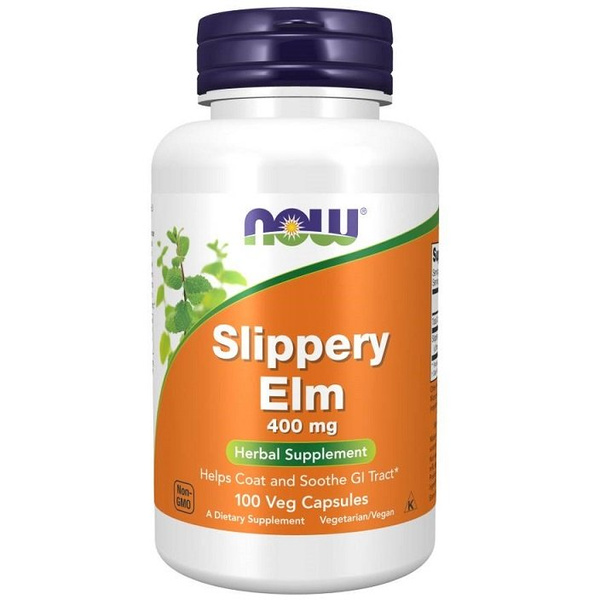 Now Foods Slippery Elm 400mg Powder Wiąz Czerwony Wspiera Układ Pokarmowy 100 Vcapsules