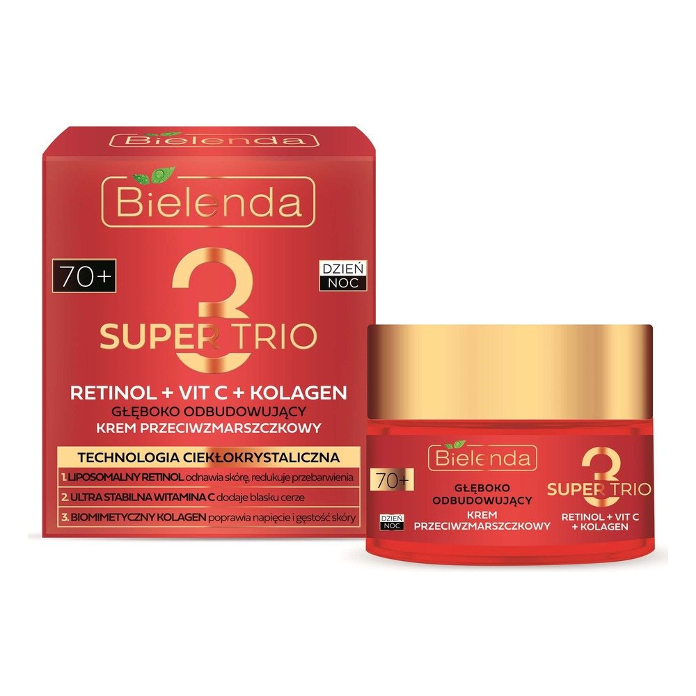 Bielenda Super Trio 3 Retinol Vit.C Collagen Deeply Rebuilding Anti-Wrinkle 70+ Day and Night Cream 50ml