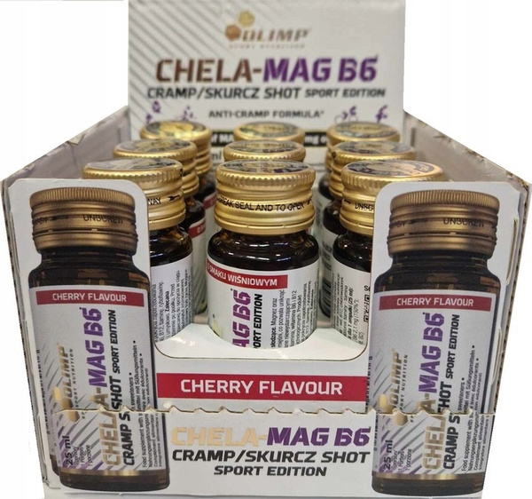 Olimp Nutrition Chela-Mag B6 Cramp Shot Liquid Supplement for Muscle Cramps 9 x 25ml