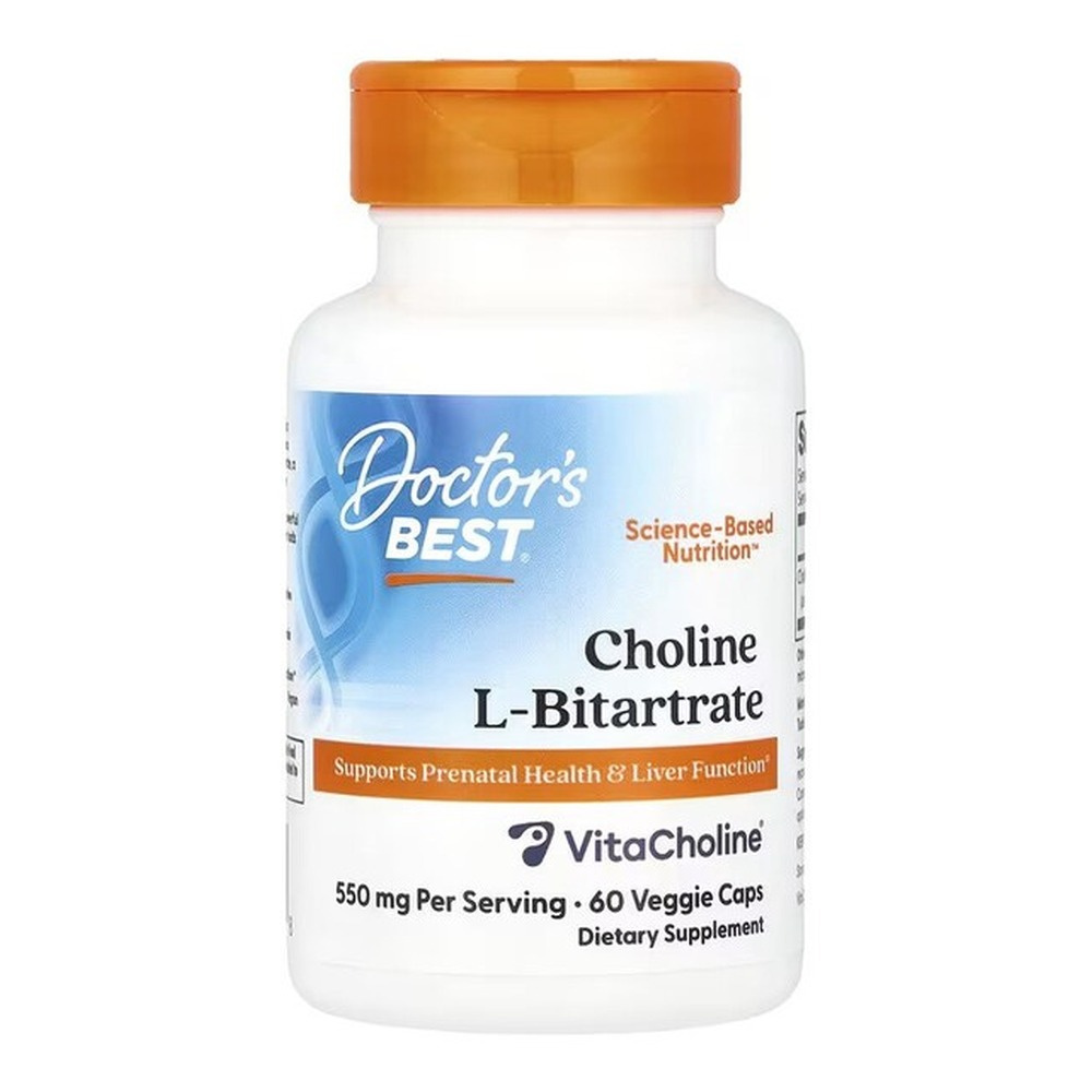 Doctor's Best Choline L-Bitartrate 550mg For Prenatal Health and Liver Function 60 Vcaps
