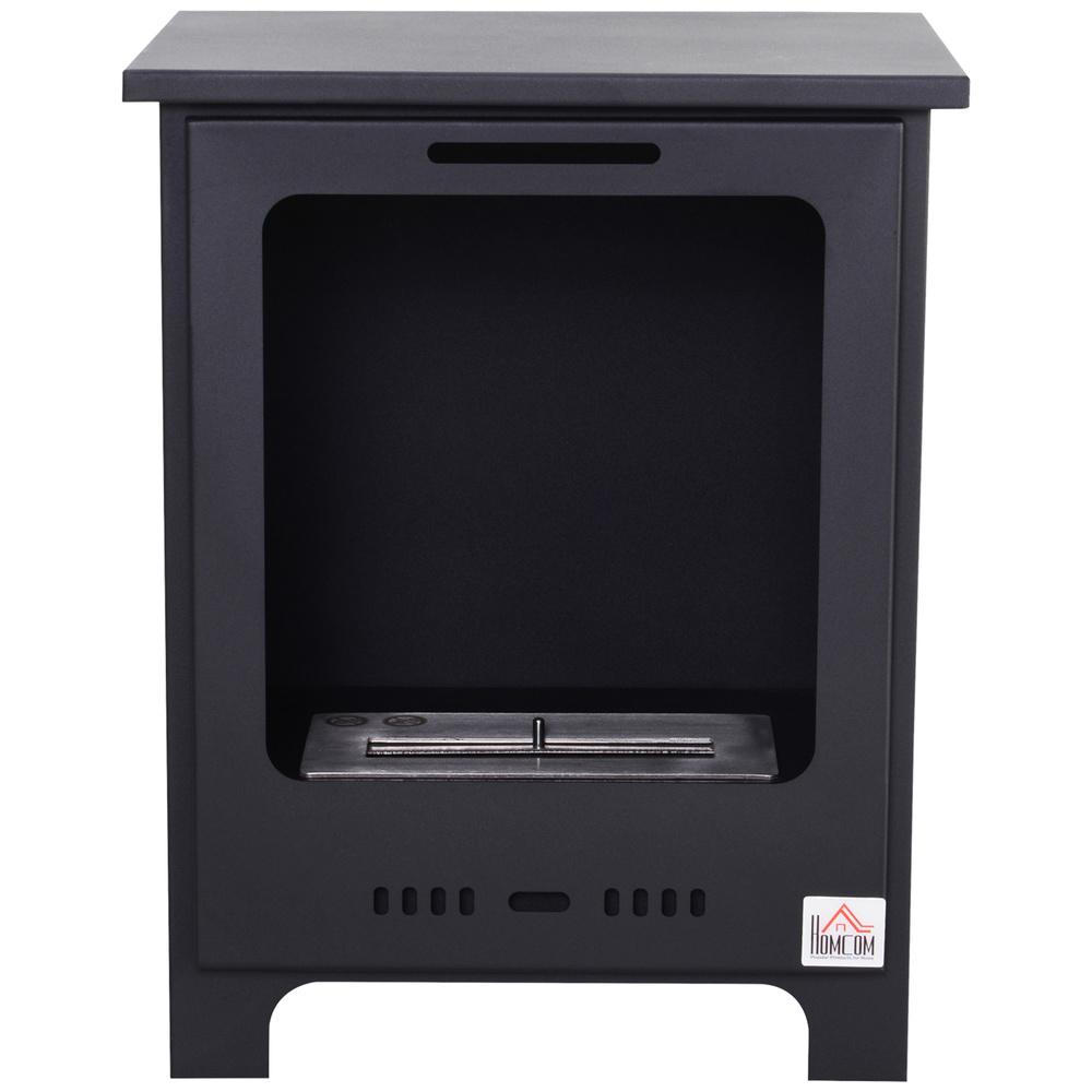 HOMCOM Freestanding Ethanol Fireplace, Bioethanol Fire with 0.9L Tank, 3 Hours Burning Time for Indoor, Black