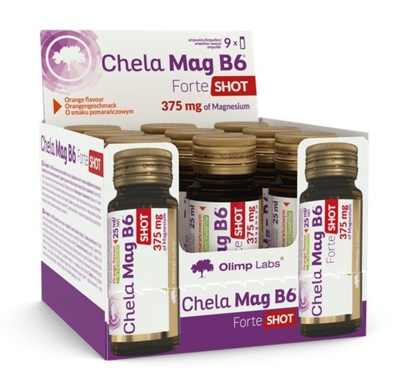 Olimp Chela Mag B6 Forte Shot Magnesium with B6 Liquid for Cramps 9 x 25 ml