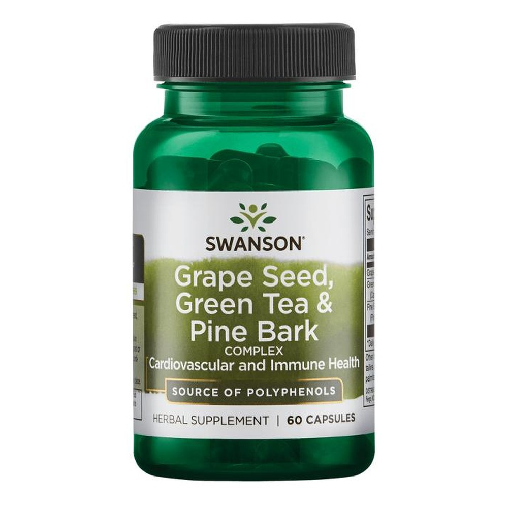 Swanson Grape Seed Green Tea & Pine Bark for Antioxidant & Circulatory Support 60 Capsules