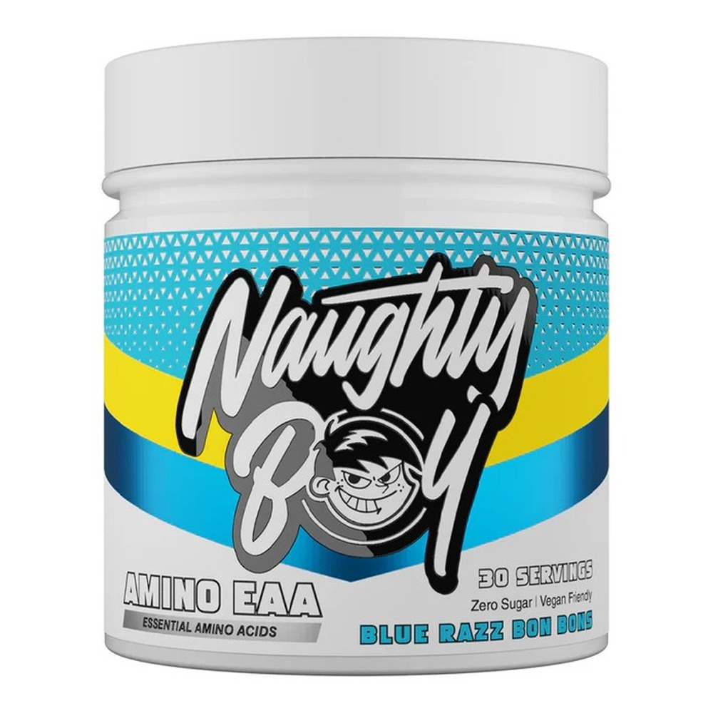 Naughty Boy Summer Vibes Amino EAA Vegan Amino Acid Powder for Muscle Recovery Blue Razz Bon Bons 345g