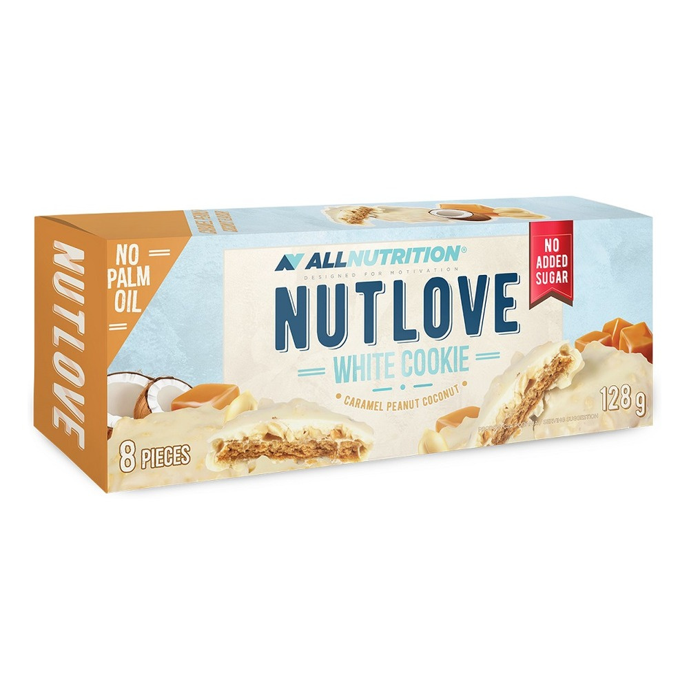Allnutrition Nutlove White Cookie Caramel Peanut Coconut Sugar Free Cookies 8 Cookies