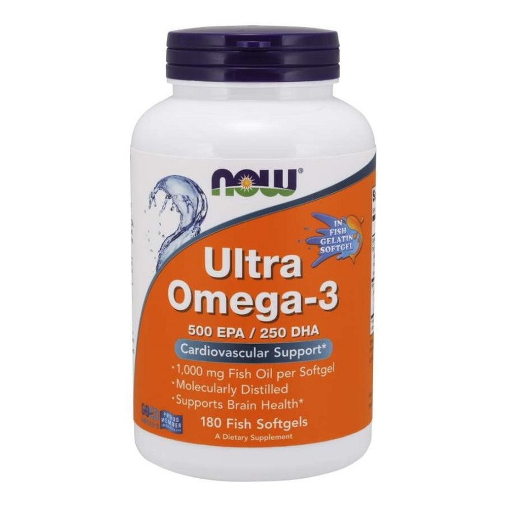 Now Foods Ultra Omega-3 Fish Gelatin Supports Brain Function 180 Fish Softgels