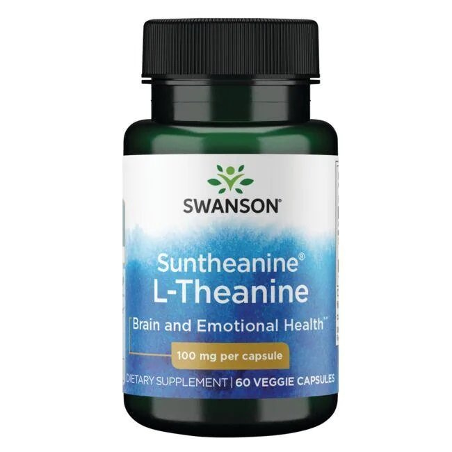 Swanson Suntheanine L-Theanine 100mg for Focus and Calm 60 Capsules