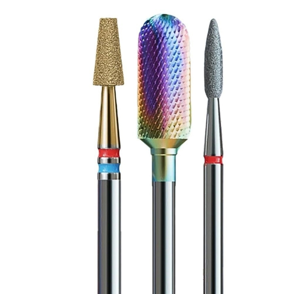 IQ Nails Rainbow Diamond and Carbide Nail Drill Bits 3pcs