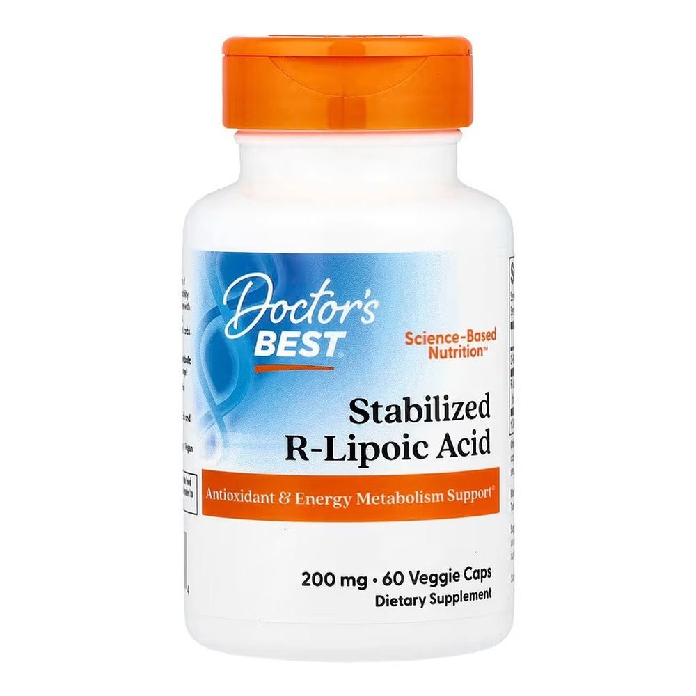 Doctor's Best Stabilized R-Lipoic Acid with Na-RALA 200mg Universal Antioxidant 60 Vcaps