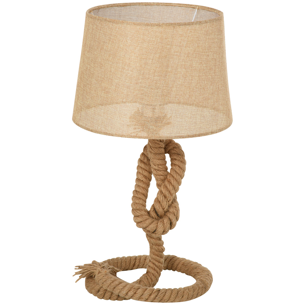 HOMCOM Nautical Style Table Lamp with Fabric Lampshade Metal Frame Power Switch, 48cm Home Desk Lamp Bedroom Living Room Study E27 Base, Beige