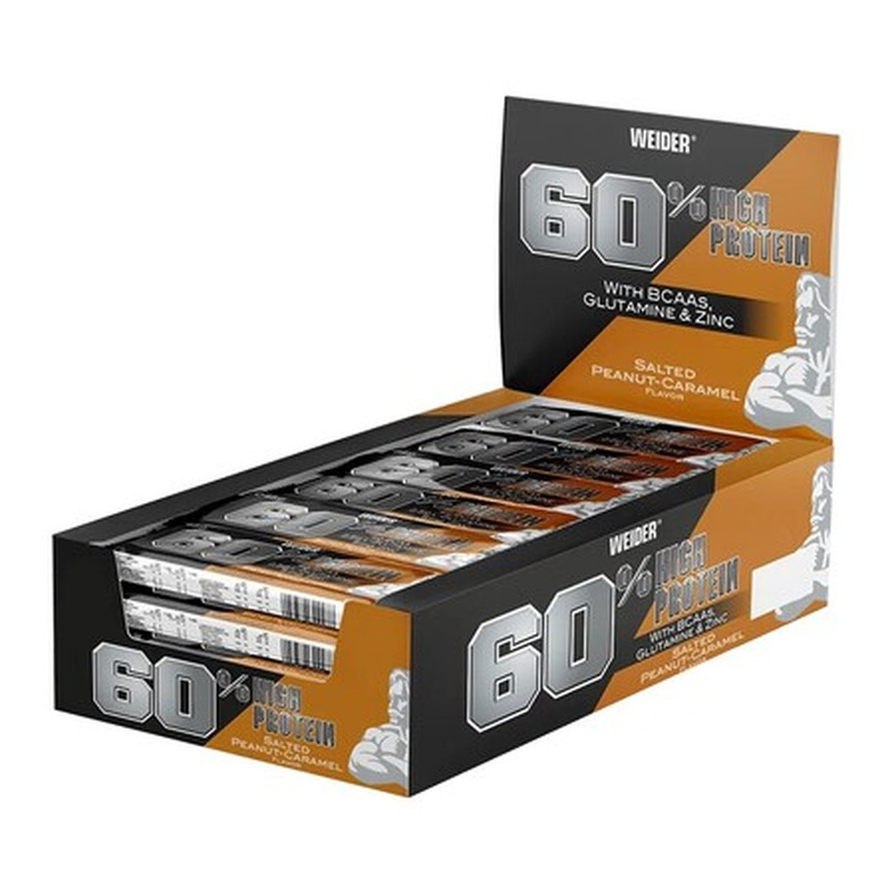Weider 60% Protein Bar, Salted Peanut-Caramel - 24 x 45g