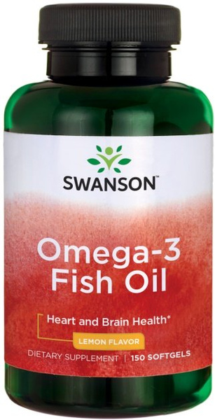 Swanson Omega-3 Fish Oil Lemon Flavored for Heart & Circulation Support 150 Softgels