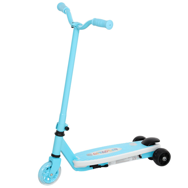 AIYAPLAY Electric Scooter for Kids Aged 4-7 Years, with Flashing LED Lights, Rear Auxiliary Wheels, Blue