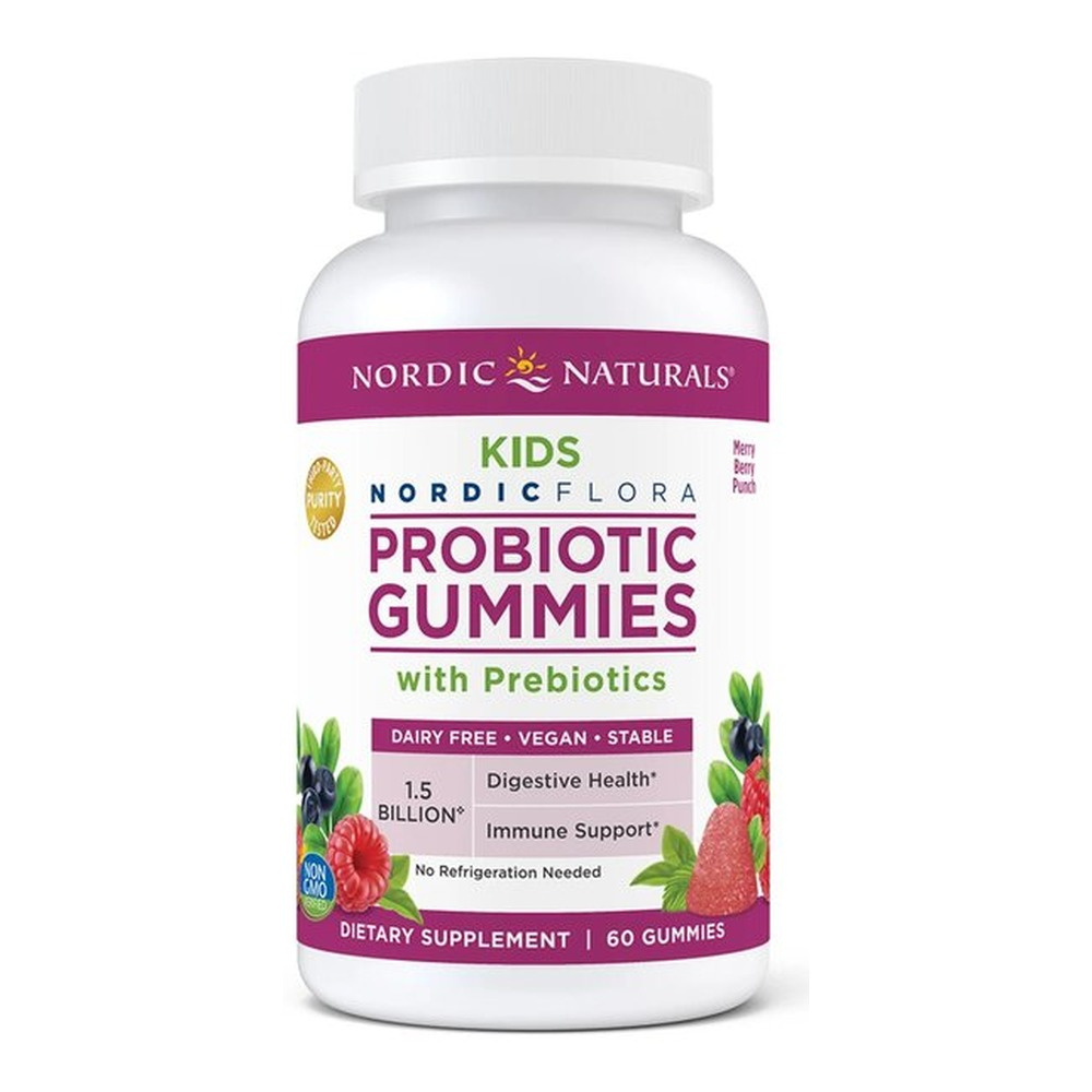 Nordic Naturals Probiotic Gummies Kids Probiotic for Children Merry Berry Punch 60 Gummies