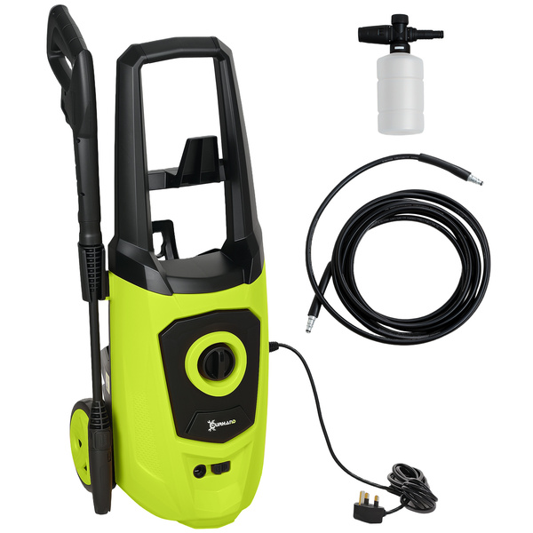 DURHAND 1800W High Pressure Washer, 150 Bar Pressure, 510 L/h Flow, High-Performance Portable Power Washer Jet Wash Cleaner with 6M Hose, Snow Foam Bottle for Garden, Car, Furniture, Green