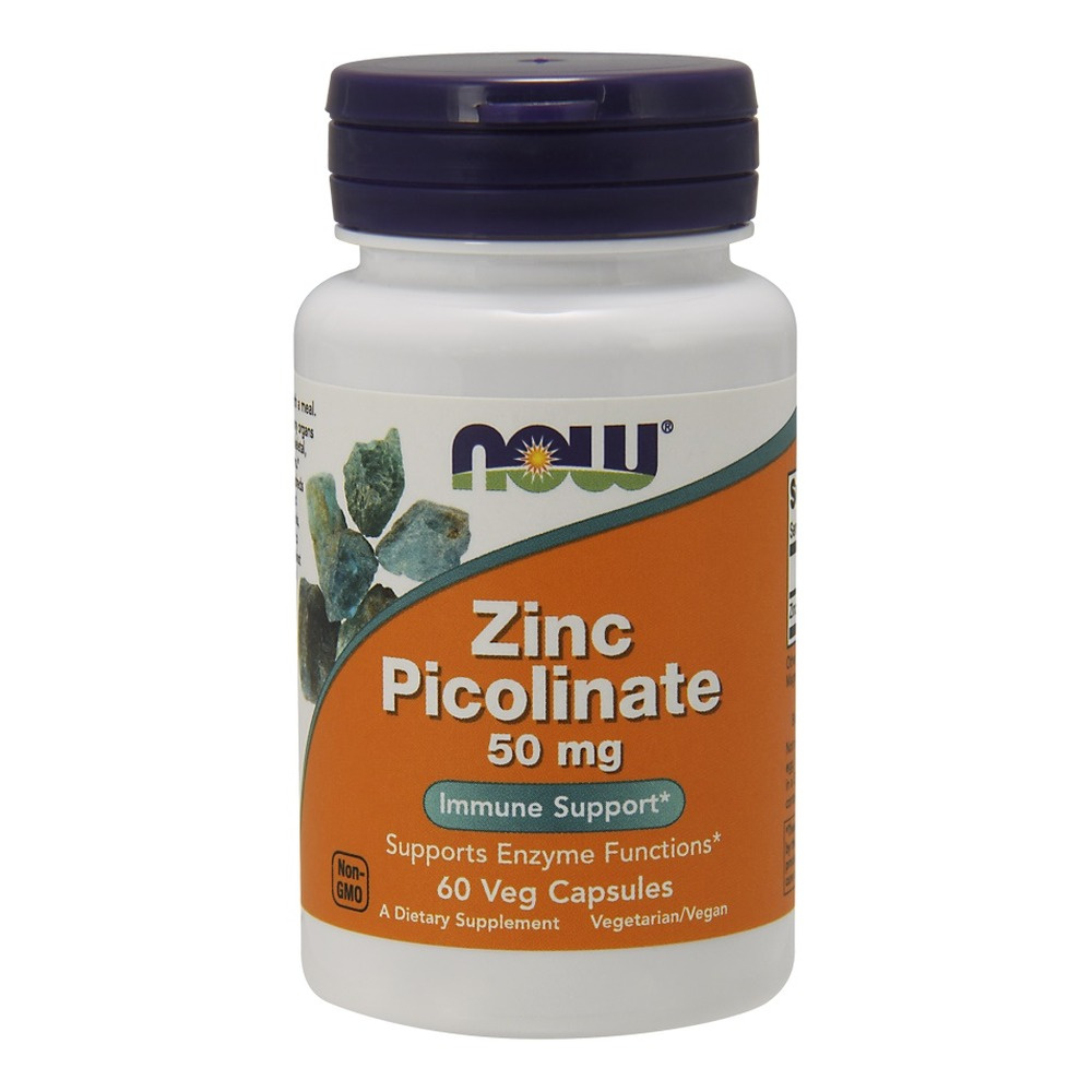 Now Foods Zinc Picolinate 50mg Supports Bone Hair Skin and Nail Health 60 Capsules