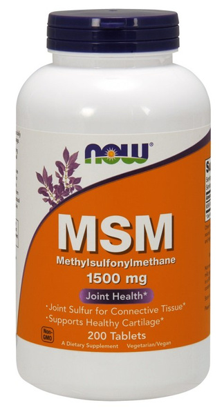 Now Foods MSM Methylsulphonylmethane 1500mg Supports Cartilage Health 200 Tablets