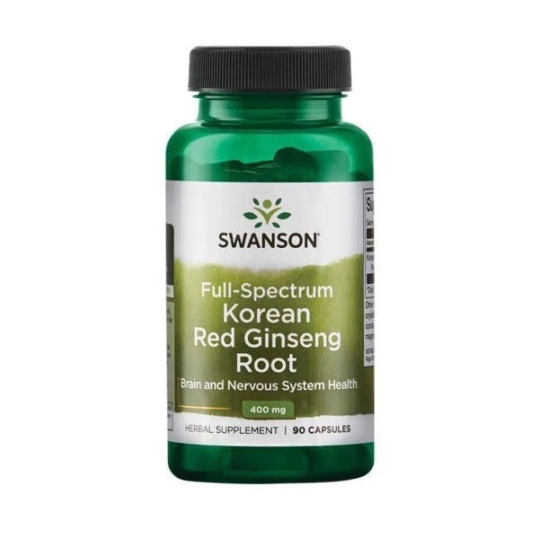 Swanson Korean Red Ginseng 400mg for Energy and Vitality 90 Capsules
