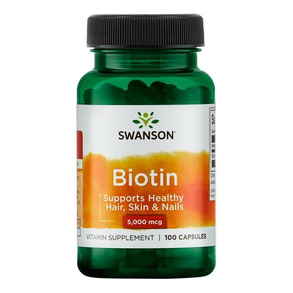 Swanson Biotin 5000mcg for Healthy Hair and Skin 100 Capsules