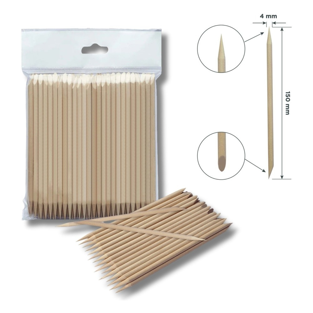 Staleks Expert Orange Wood Stick Manicure Pedicure Single-Use 75–150 mm 10–100 Pcs-DOS-10/100 (75- 150 mm)