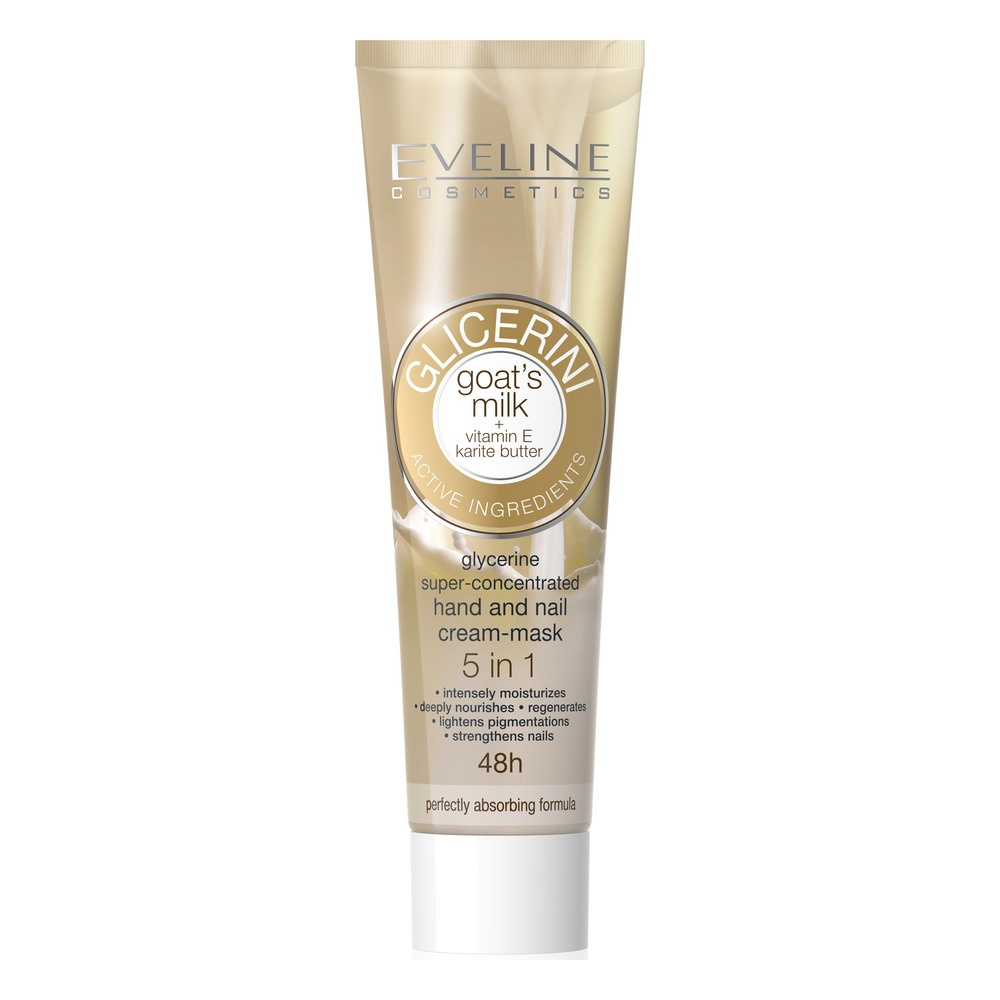 Eveline Glicerini Glycerin Super Concentrated Hand Cream 5in1 Hand Mask with Goat Milk 100ml 