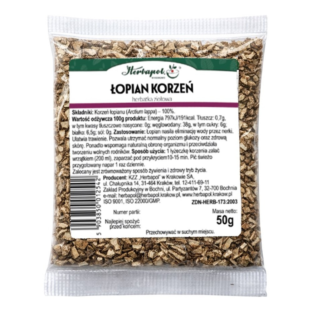 Herbapol Burdock Root Herbal Tea for Water Elimination and Digestion 50g