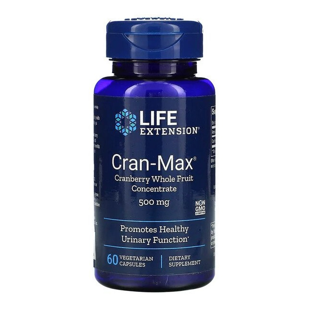 Life Extension Cran-Max Cranberry Whole Fruit Concentrate for Urinary Tract Health 500mg 60 Vcaps