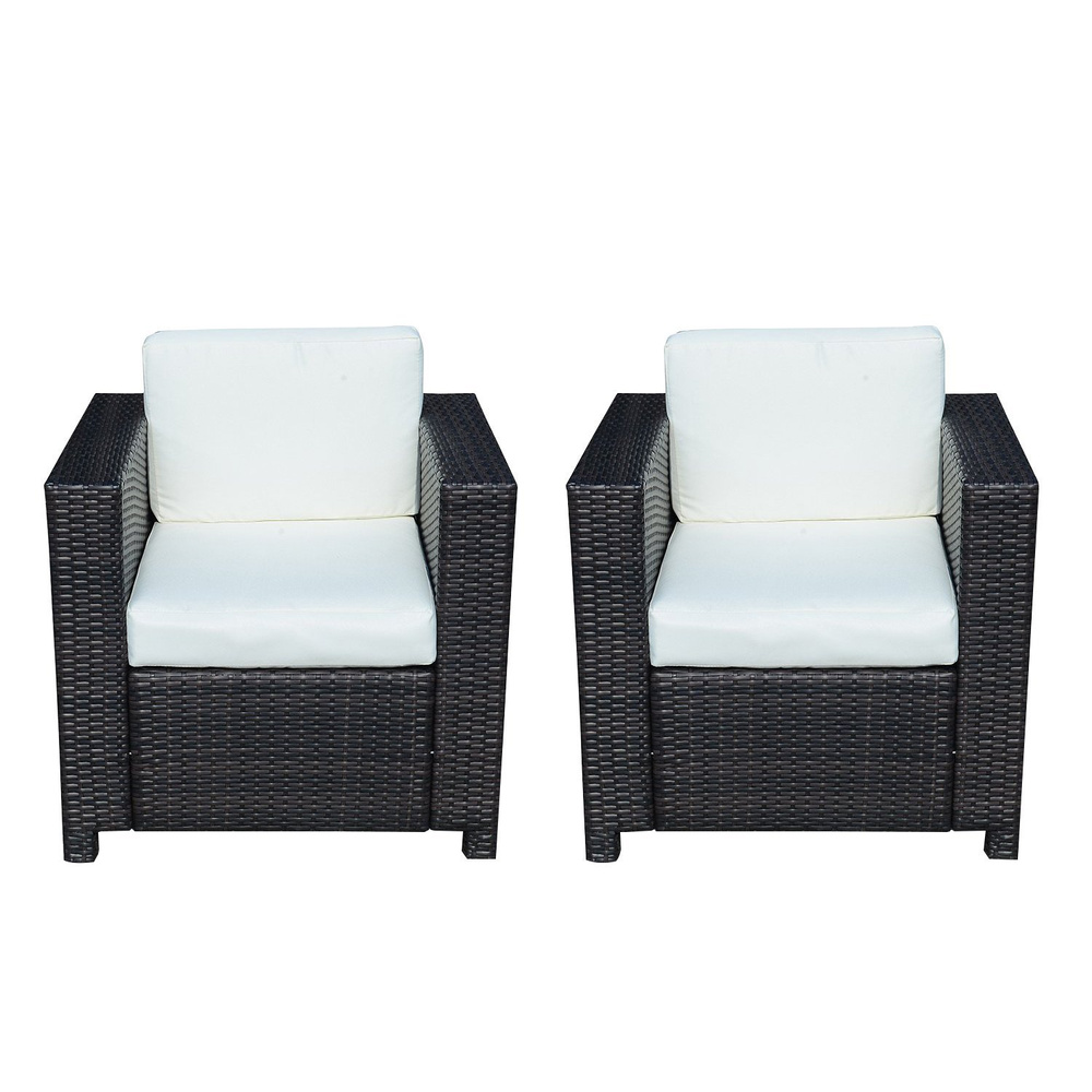 Outsunny 2 Rattan Garden single Seater Chair All Weather Wicker Weave Single Sofa chair armchair Patio Black