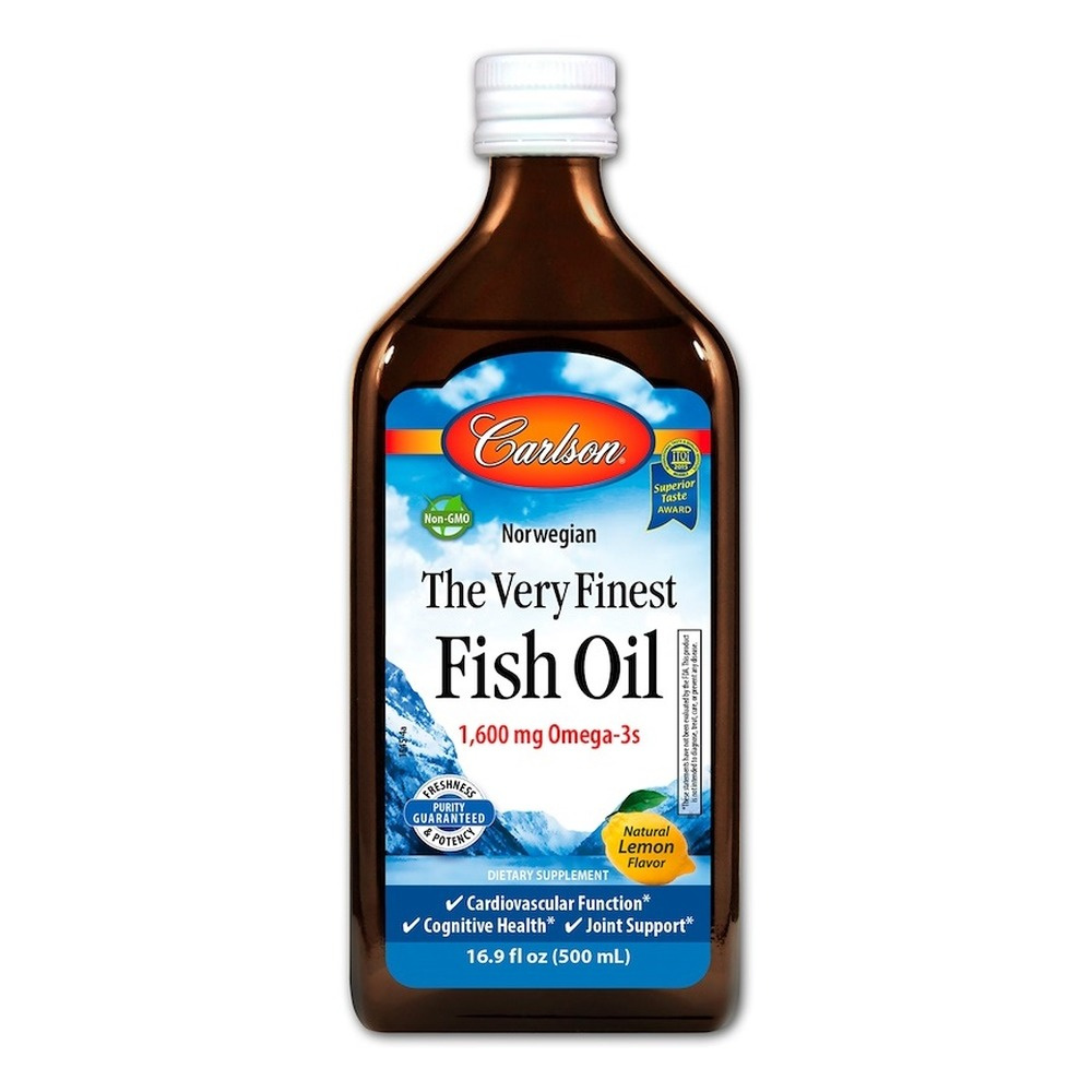 Carlson Labs The Very Finest Fish Oil Omega-3 Liquid, Natural Lemon 500ml