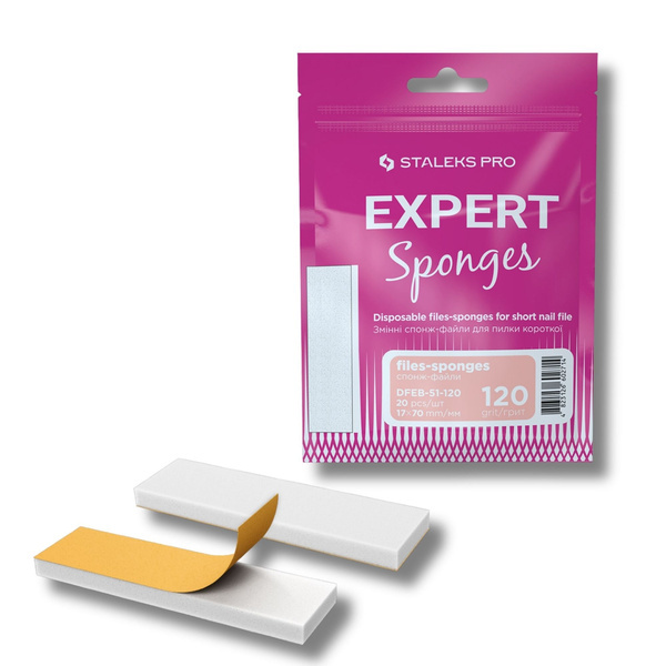 Staleks Pro Expert 51 Disposable Sponge Nail Files 120 Grit For Buffing And Shaping 20pcs