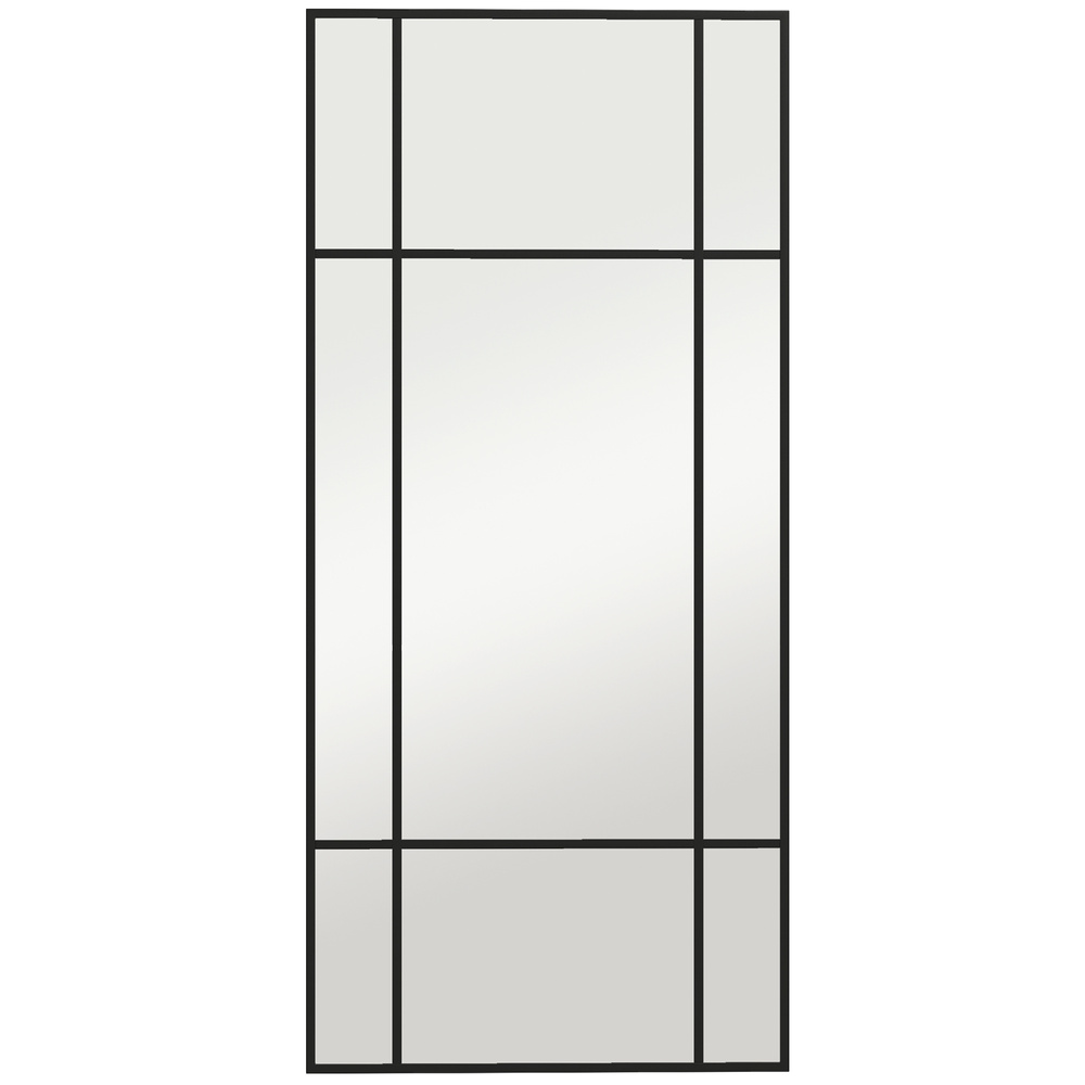 HOMCOM Decorative Grid Wall Mirror, with Back Hooks - Black