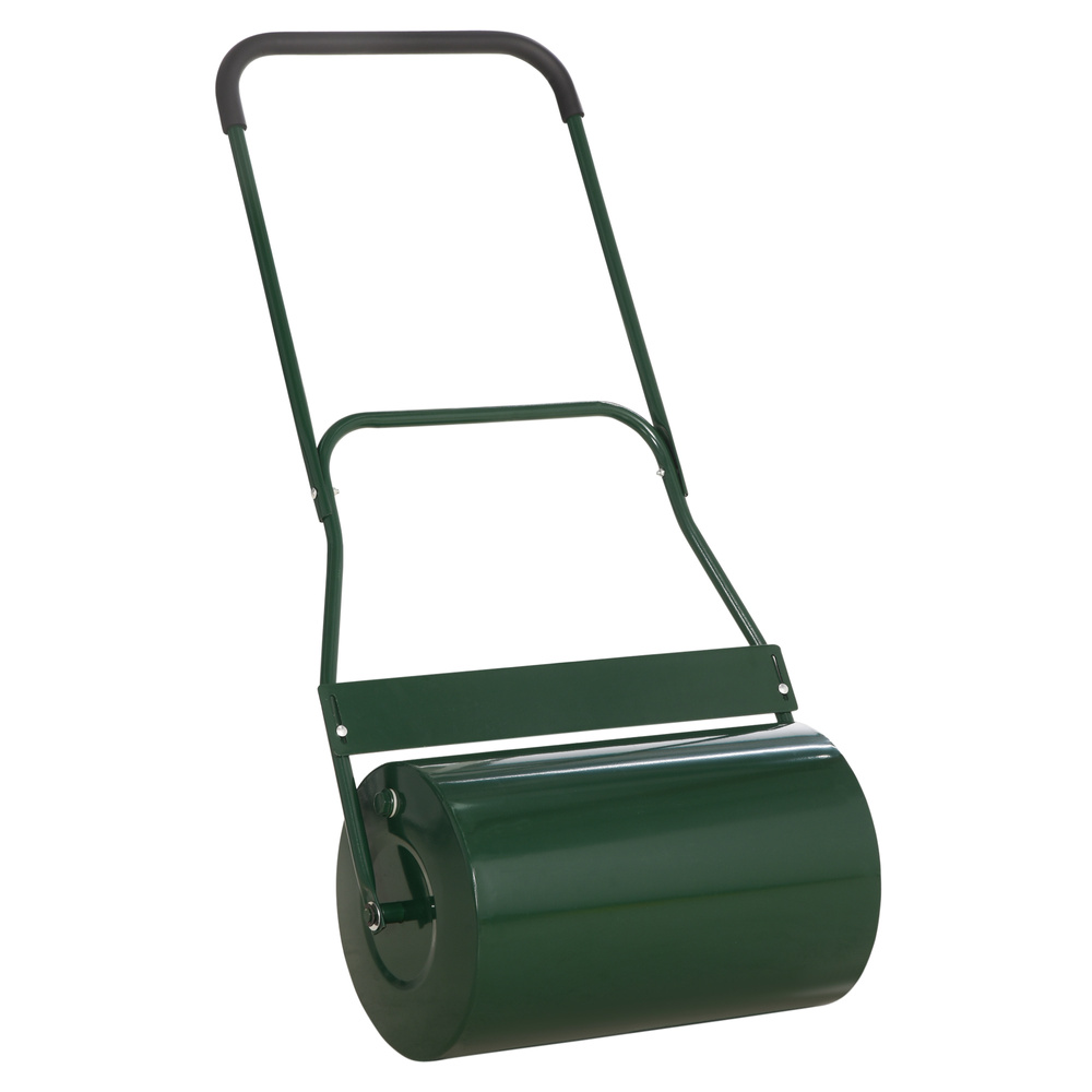 Outsunny 40L Garden Lawn Roller, Water Sand Filled Outdoor Grass Roller, Φ32cm Heavy Duty Metal Lawn Push Rolling Tool for Grass Seeding, Soil Levelling, Green
