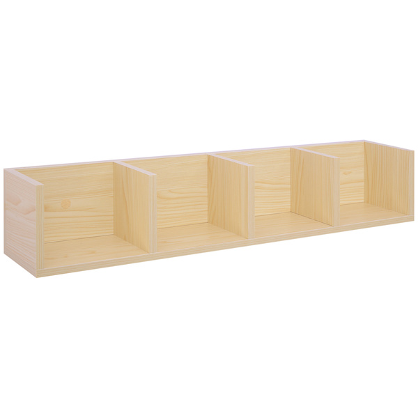 HOMCOM Wall Mount 84 CD / 56 DVD/Blu-ray/ Media Storage Rack 4 Cubes Wooden Shelf Organizer Unit Bookcase Display, Natural Wood Finish