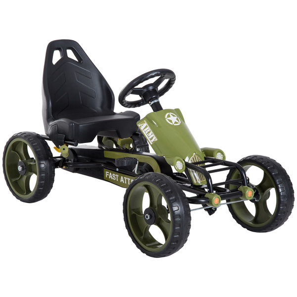 HOMCOM Kids Children Pedal Go Kart Ride On Racer Braking System Adjustable Seat Green