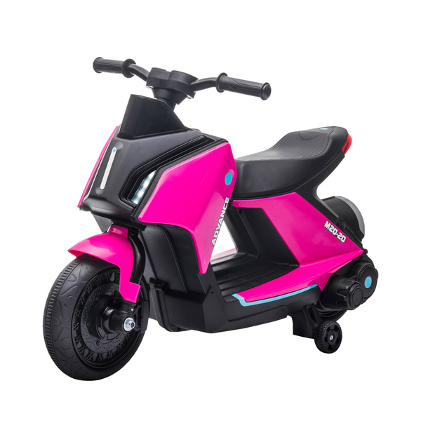 HOMCOM 6V Kids Electric Motorbike Ride On Toy w/ Music LED Lights Safety Training Wheels for Girls Boy 2-4 Years Pink