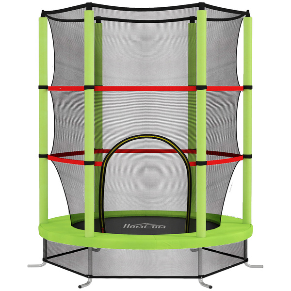 HOMCOM Kids Trampoline, with Enclosure Net, Steel Frame, for Ages 3-6 Years - Green