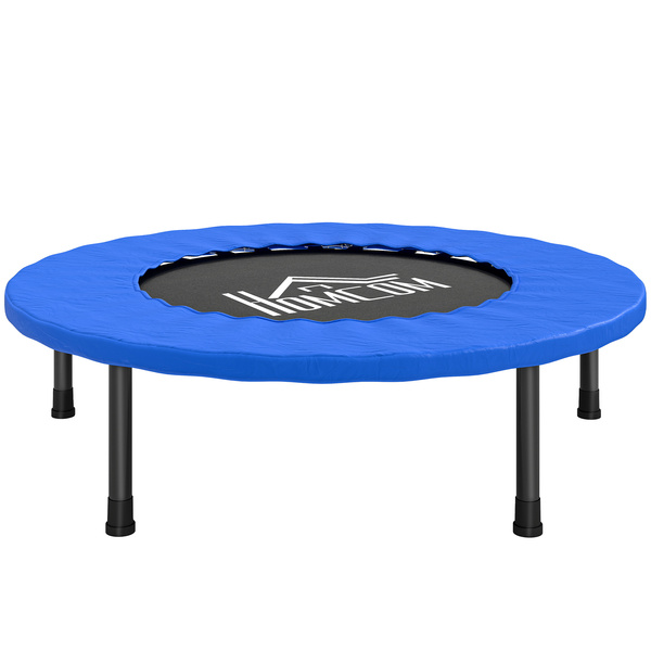 HOMCOM 32" Mini Fitness Trampoline Home Gym Yoga Exercise Rebounder Indoor Outdoor Jumper with Safety Pad, Support Up to 100 KG, Blue and Black