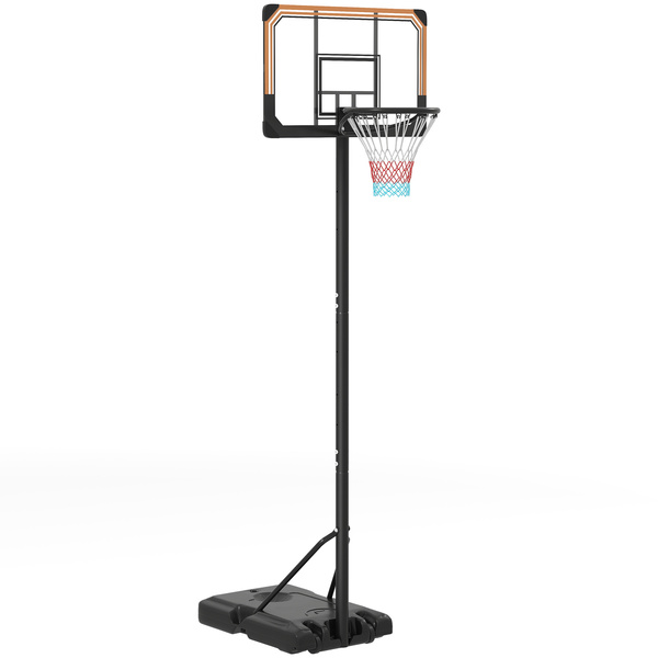 SPORTNOW Height Adjustable Basketball Stand Net Set System, Freestanding Basketball Hoop and Stand with Wheels, 182-213cm - Black