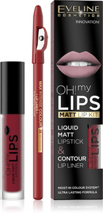 Eveline Oh My Lips Matt Liquid Lipstick and Pencil No. 17 Flamenco Red